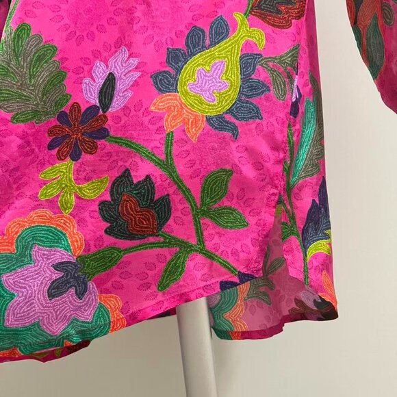 NWOT Johnny Was Martijn Silk Long Sleeves Pink Button Blouse Shirt Size S - Picture 10 of 16